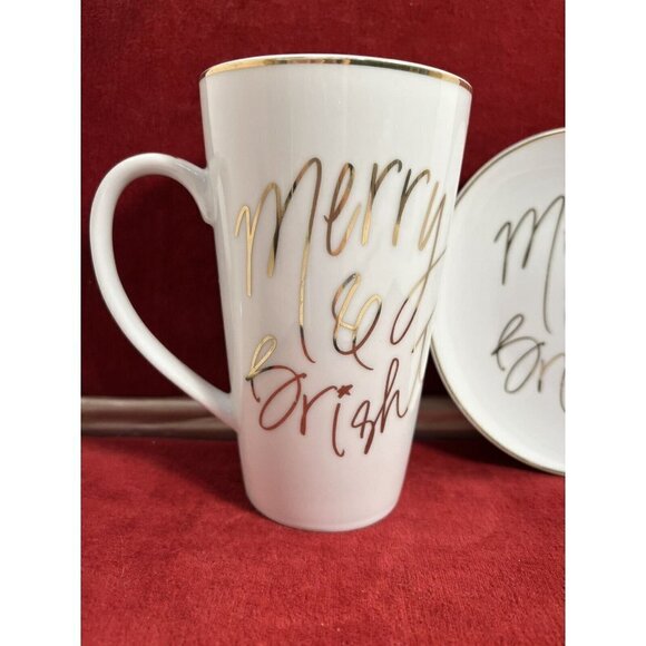 Prima Design Merry & Bright White Gold Coffee Mug and plate - Picture 2 of 10